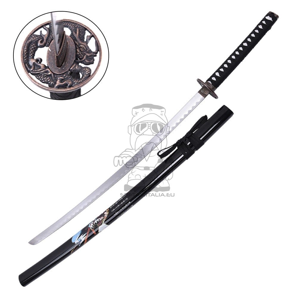 Katana ornamentale con dragone e samurai