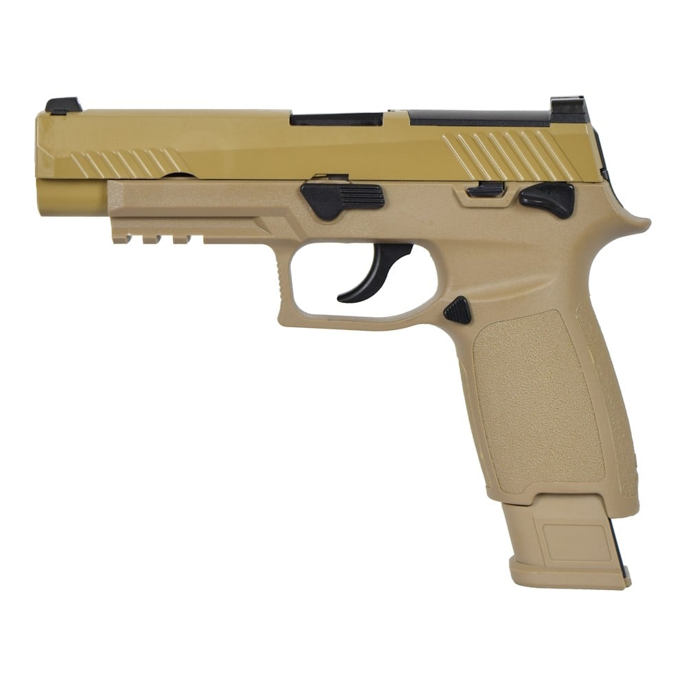 Pistola a gas scarrellante F17 Tan per softair