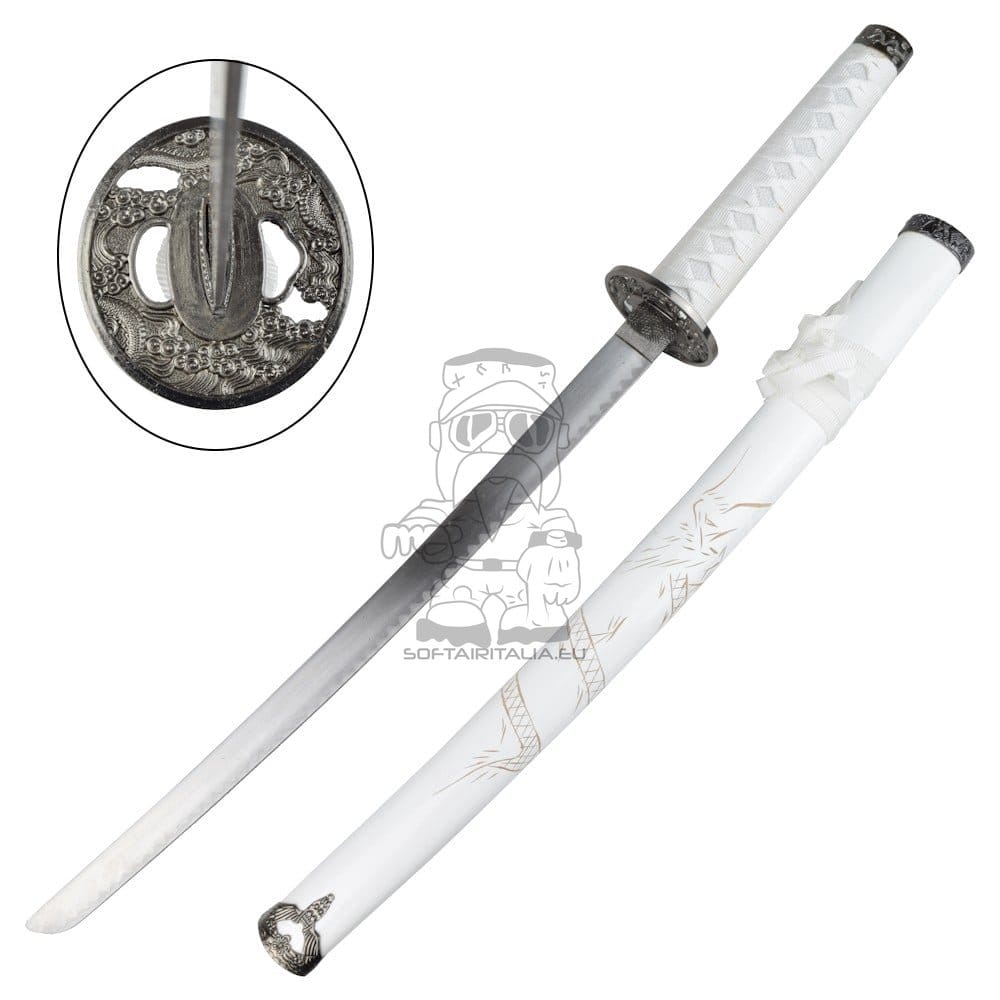 Set ornamentale Katana, Wakizashi e Tanto bianco