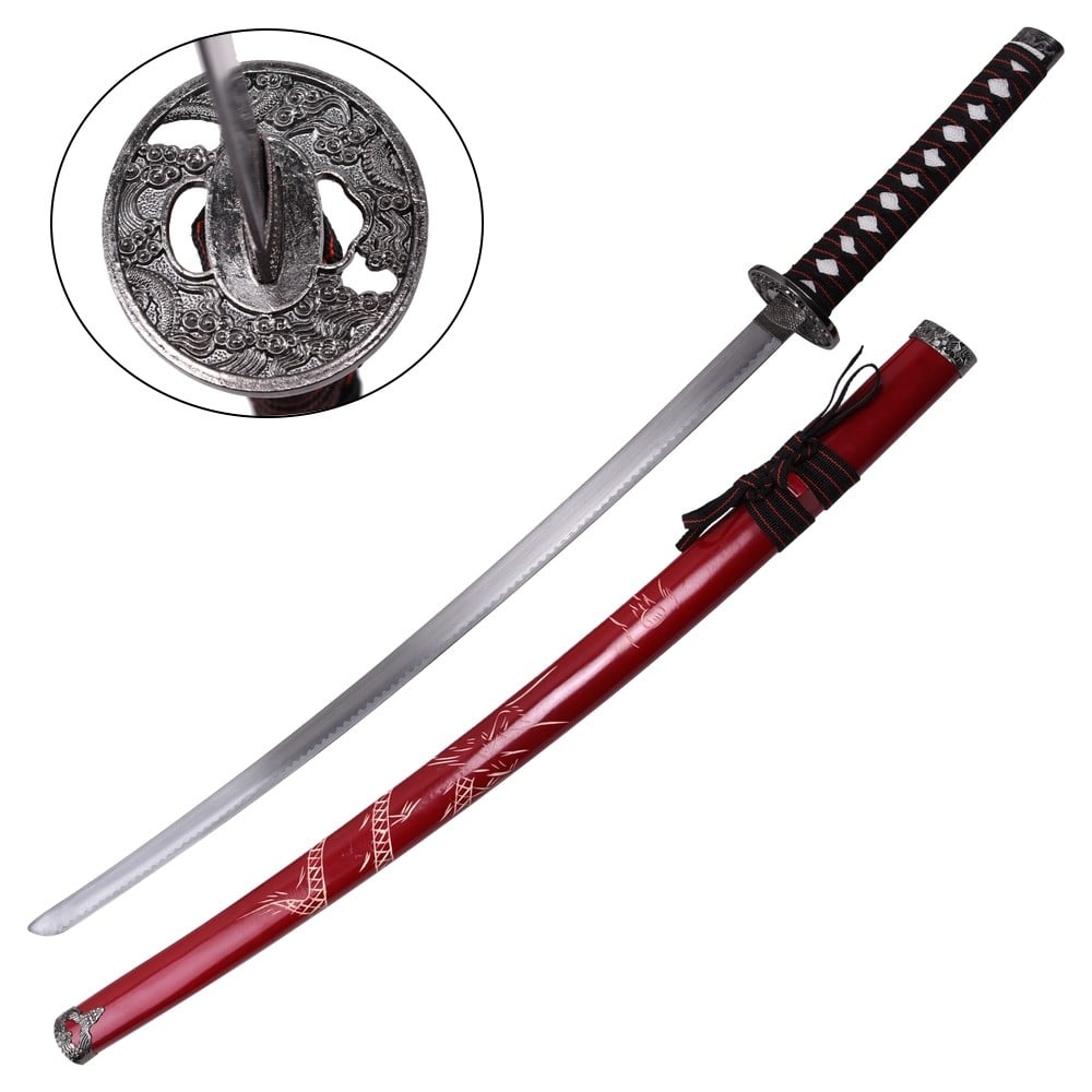 Set ornamentale Katana, Wakizashi e Tanto rosso