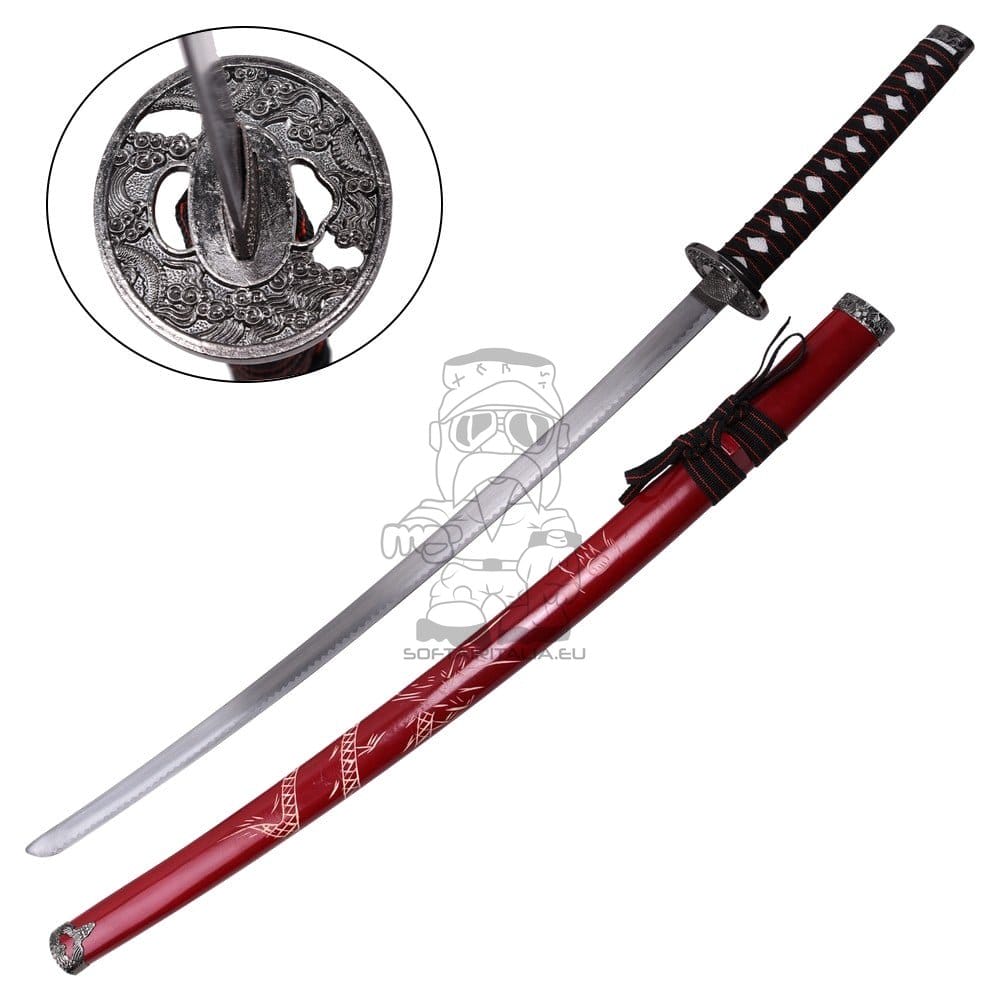 Set ornamentale Katana, Wakizashi e Tanto rosso