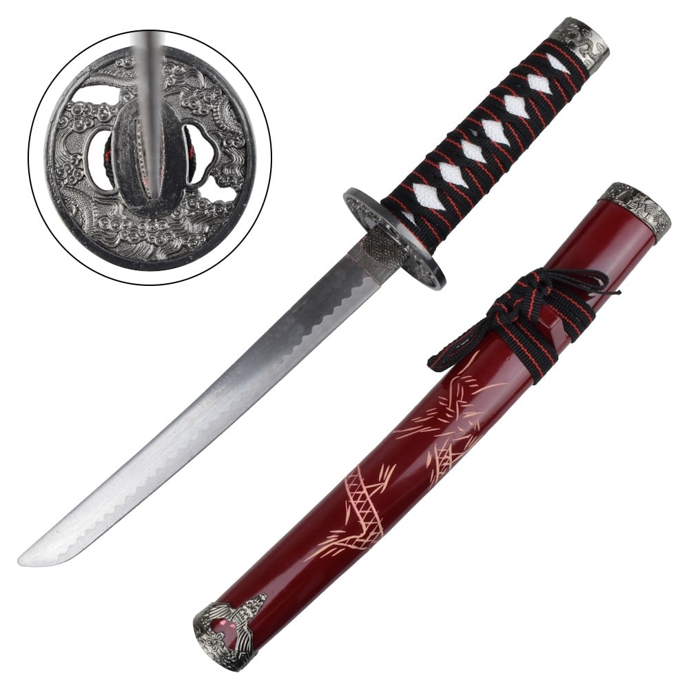 Set ornamentale Katana, Wakizashi e Tanto rosso