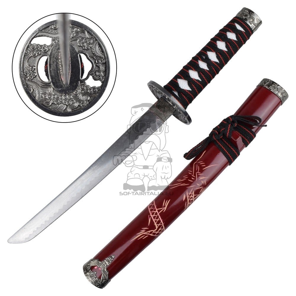 Set ornamentale Katana, Wakizashi e Tanto rosso