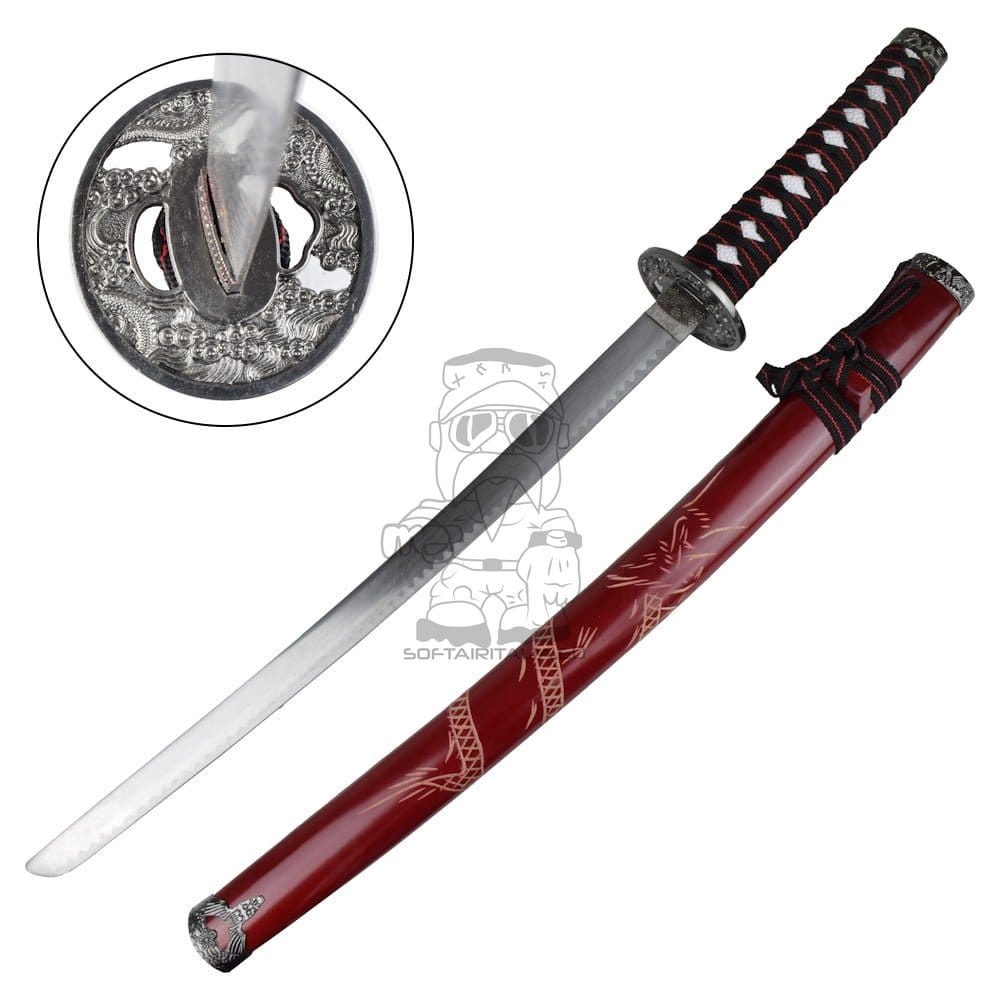 Set ornamentale Katana, Wakizashi e Tanto rosso