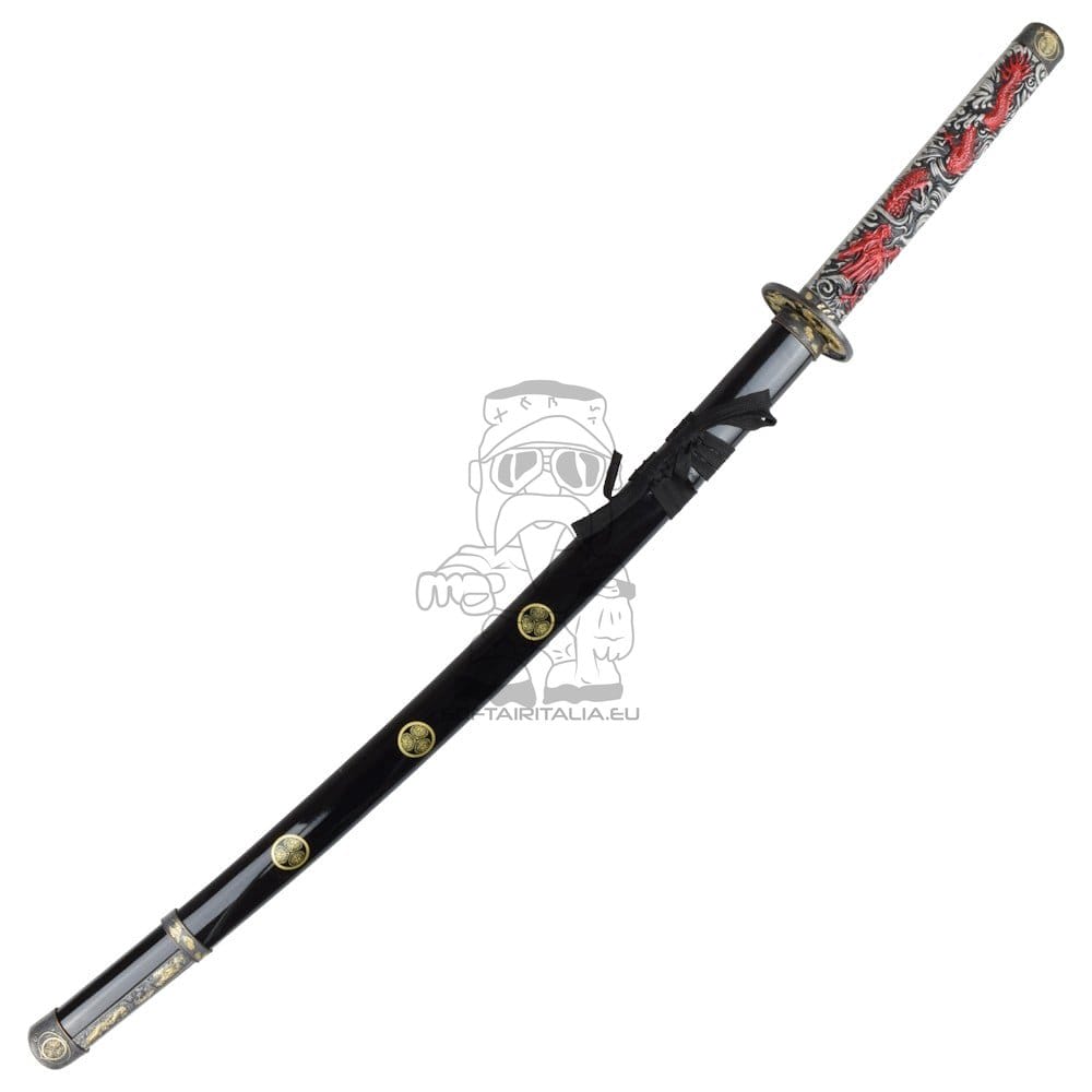 Katana ornamentale rossa con drago