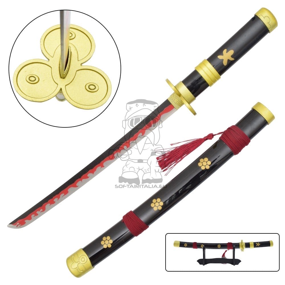 Mini Katana ornamentale Enma di Zoro (One Piece) con stand