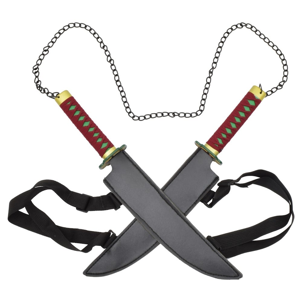 Mini Doppia Spada Fantasy Ornamentale ispirata a Tengen Uzui di Demon Slayer