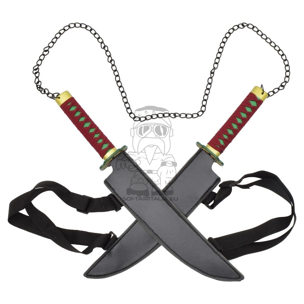 Mini Doppia Spada Fantasy Ornamentale ispirata a Tengen Uzui di Demon Slayer