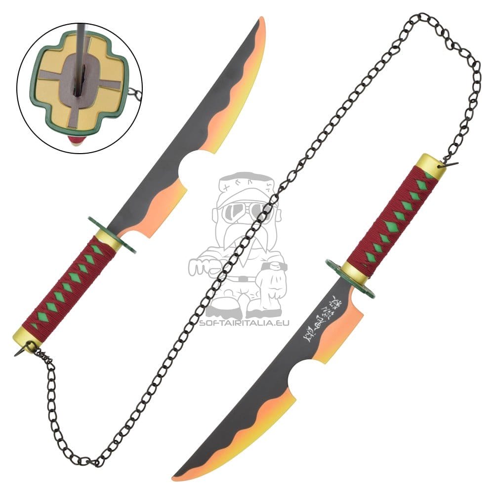 Mini Doppia Spada Fantasy Ornamentale ispirata a Tengen Uzui di Demon Slayer