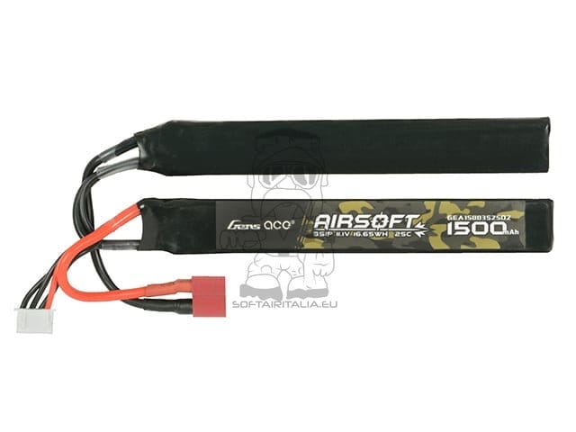 Batteria LiPo 11.1V 1500mAh 25C T-Plug per softair di GENS ACE