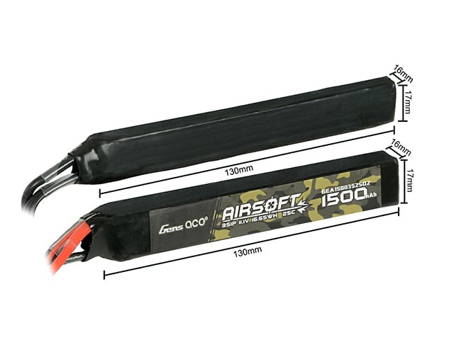 Batteria LiPo 11.1V 1500mAh 25C T-Plug per softair di GENS ACE
