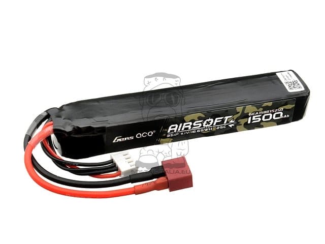 Batteria LiPo 11.1V 1500mAh 25C per softair con T-Plug di GENS ACE