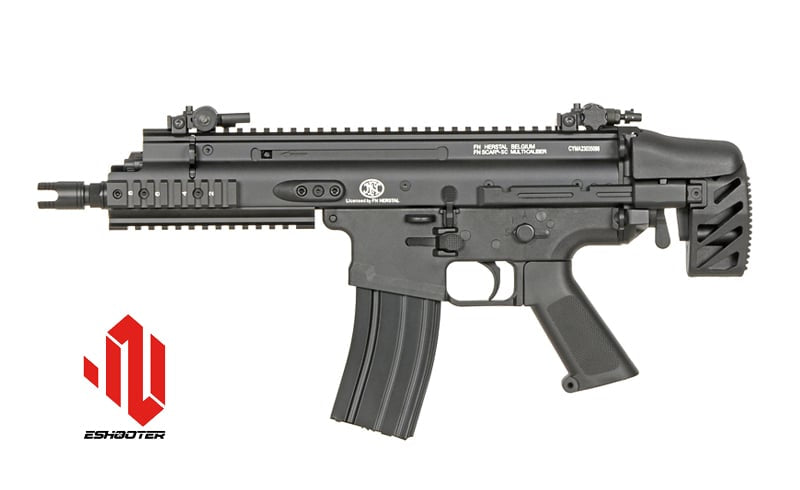 Replica FN SCAR-SC Subcarbine nera con ETU ESHOOTER GEN-2 di CYBERGUN