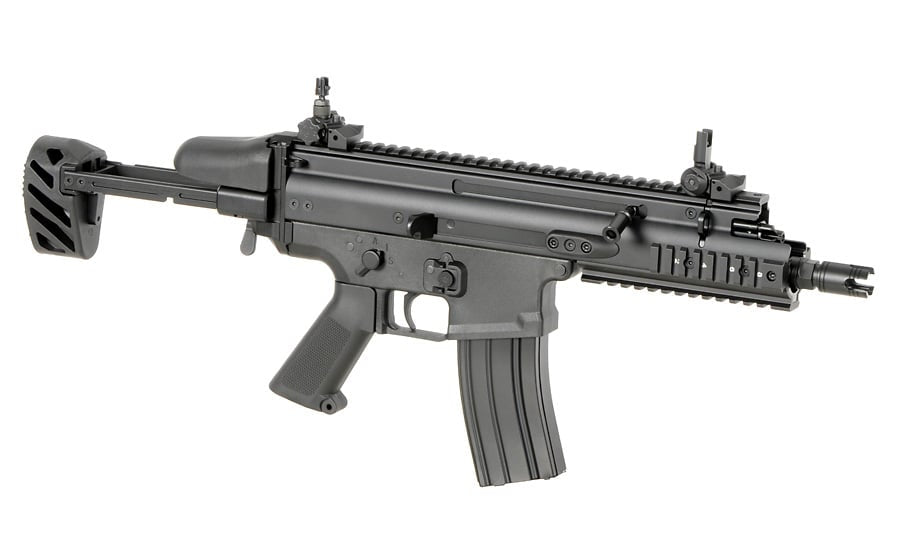 Replica FN SCAR-SC Subcarbine nera con ETU ESHOOTER GEN-2 di CYBERGUN