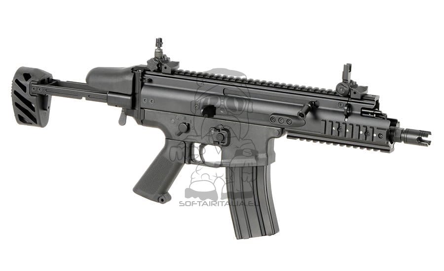 Replica FN SCAR-SC Subcarbine nera con ETU ESHOOTER GEN-2 di CYBERGUN