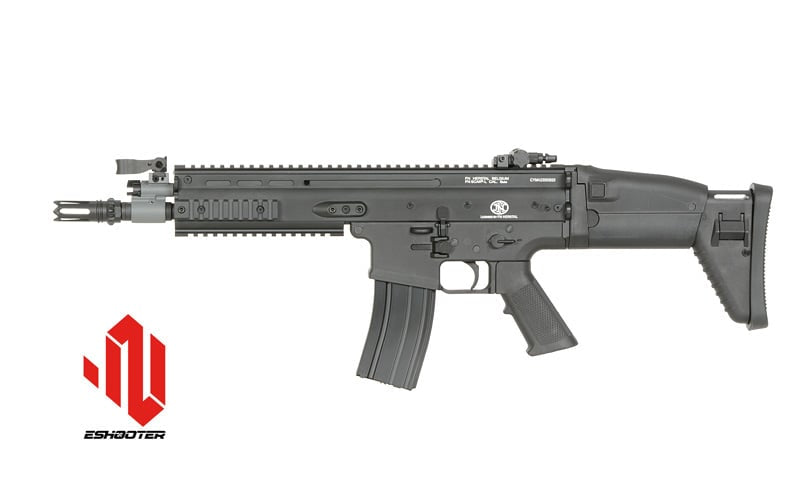 Replica FN SCAR-L nera con ETU ESHOOTER GEN-2 e 25 RPS di CYBERGUN