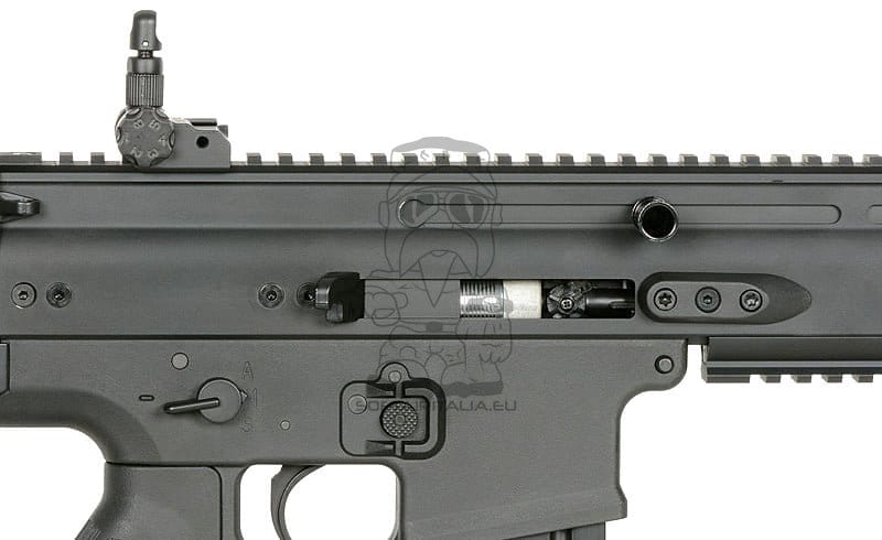Replica FN SCAR-L nera con ETU ESHOOTER GEN-2 e 25 RPS di CYBERGUN