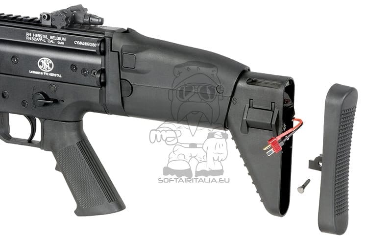 Replica FN SCAR-L nera con ETU ESHOOTER GEN-2 e 25 RPS di CYBERGUN