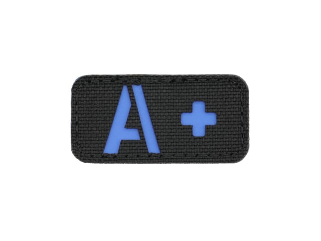 Patch identificativa gruppo sanguigno A+ tagliata al laser blu di 8FIELDS