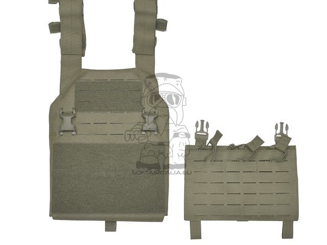 Gilet tattico Plate Carrier Buckle-Up con porta caricatori AR15/AK Ranger Green di 8FIELDS