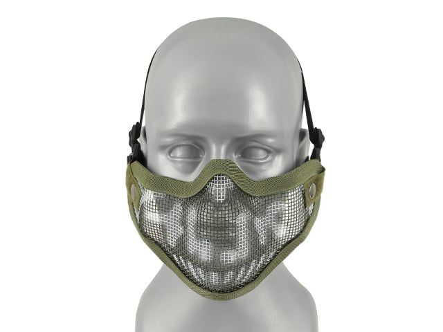 Maschera a rete in acciaio Teschio oliva di 8FIELDS