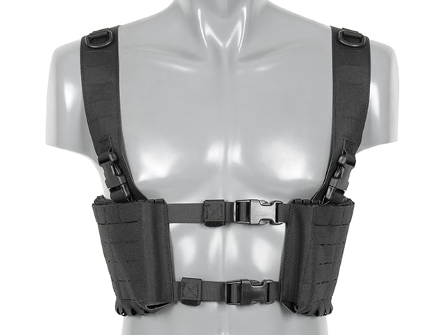 Chest Rig con due tasche per 6 caricatori AR/AK, taglio laser nero di 8FIELDS