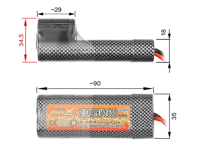 Batteria NiMH 1600mAh 9,6V per AUG/KU di 8FIELDS