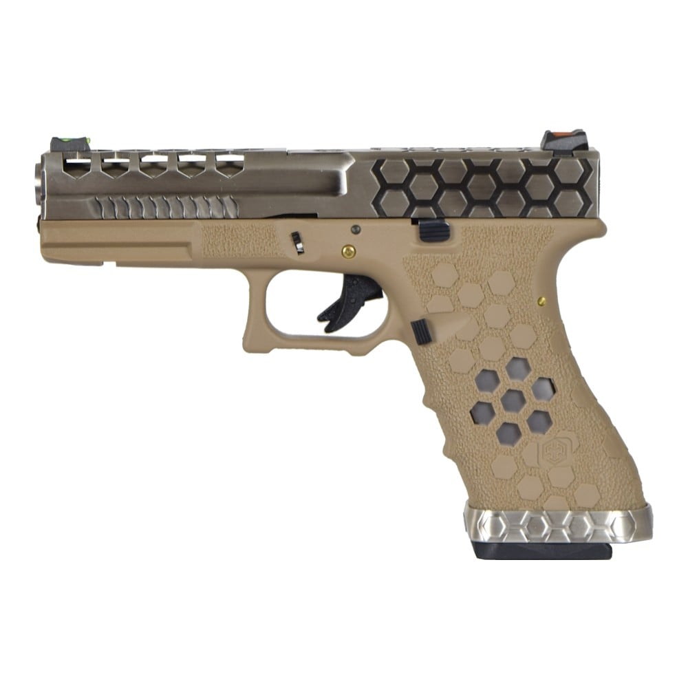 Pistola a Gas Hex-Cut Tan/Argento di AW CUSTOM