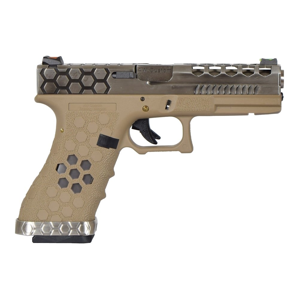 Pistola a Gas Hex-Cut Tan/Argento di AW CUSTOM