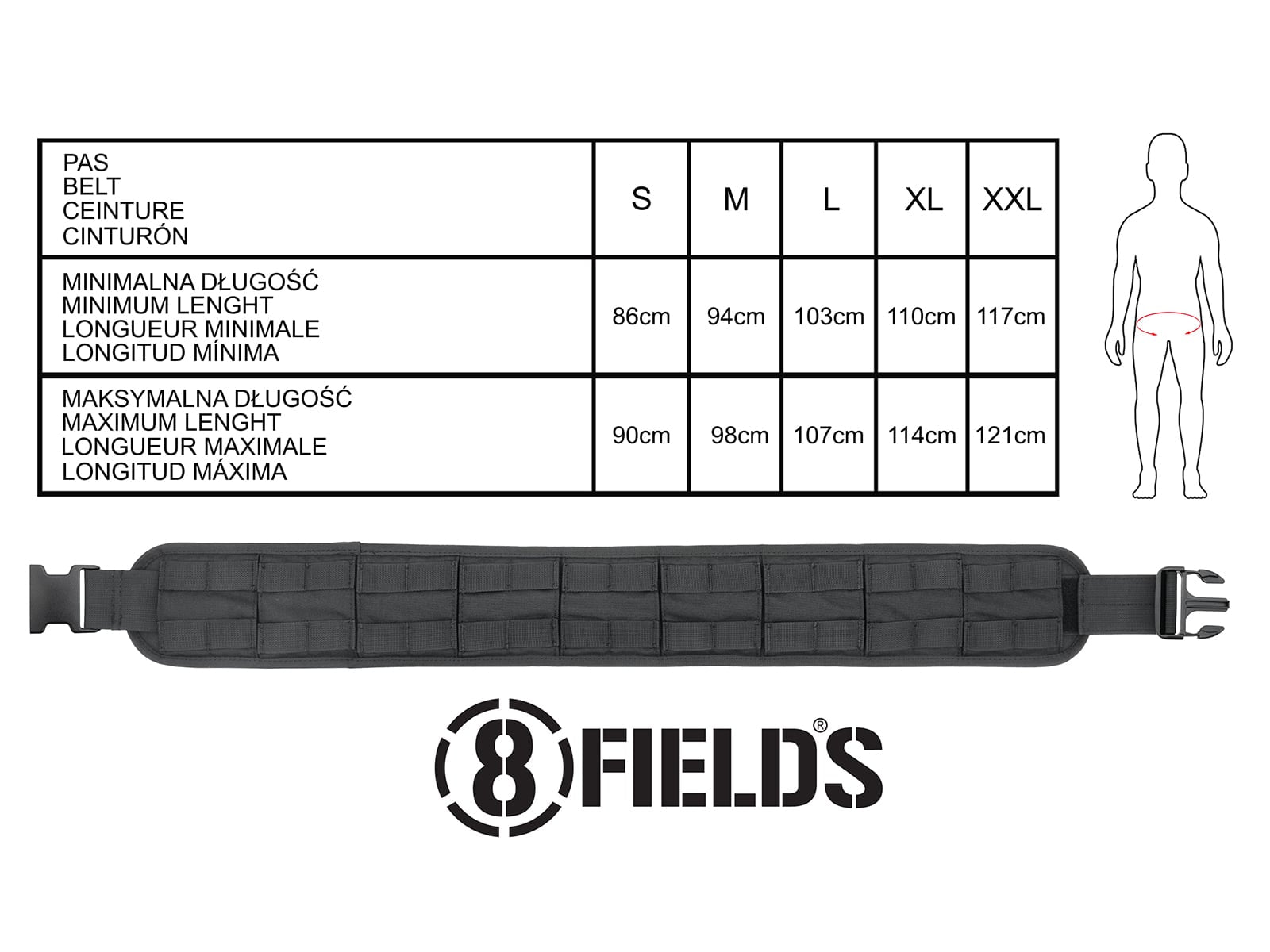 Cintura Tattica Padded MOLLE (XL) di 8FIELDS