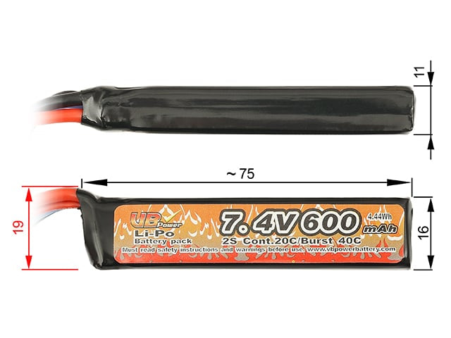 Batteria Li-Po 600mAh 7,4V di VICTORY BATTERY