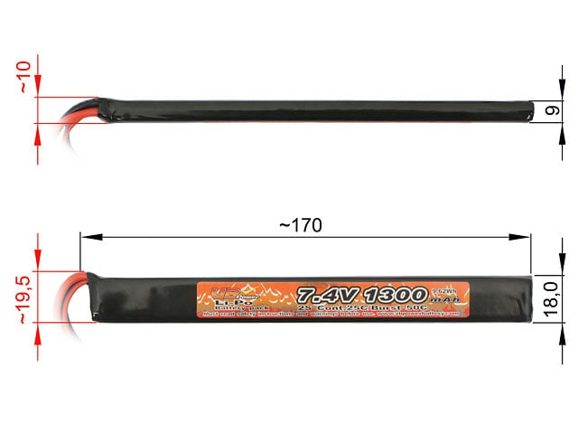 Batteria Li-Po 1300mAh 7.4V di VICTORY BATTERY