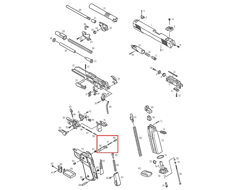 Kit di riparazione per rilascio caricatore KP-05 di KJW