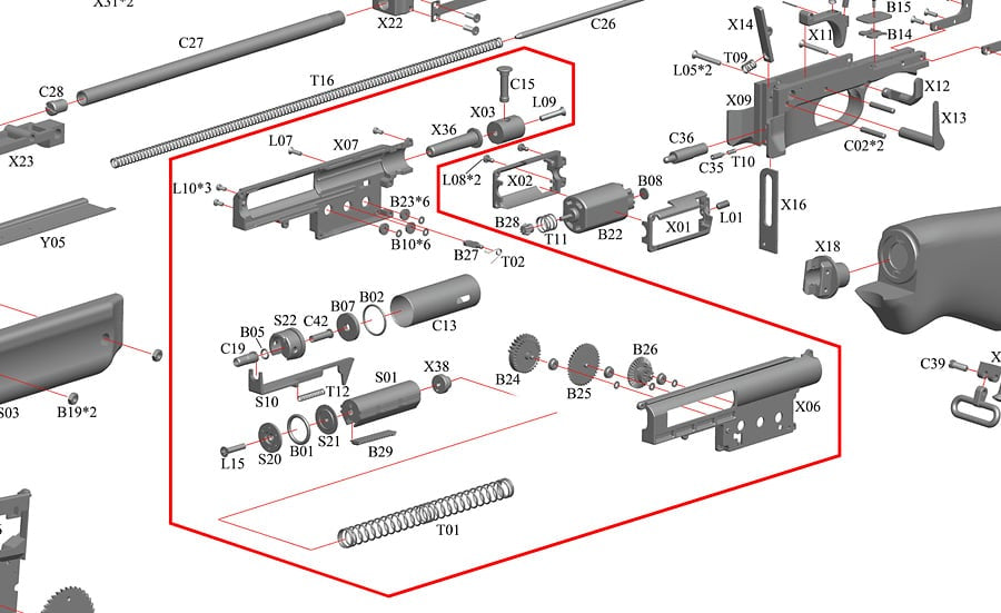 Gearbox Completo per M1918 BAR di S&T