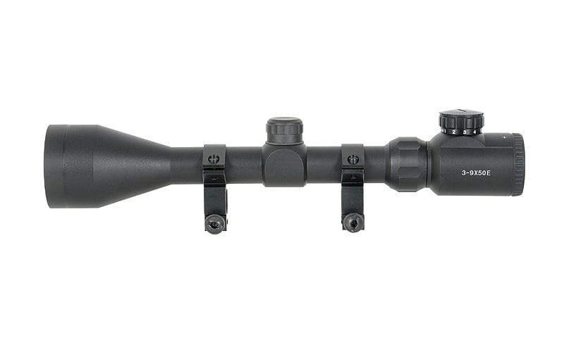 Ottica 3-9x50 con anelli di montaggio alti di PCS