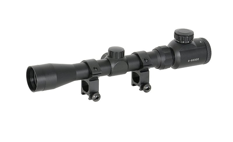 Ottica 3-9x32E con anelli di montaggio alti di PCS