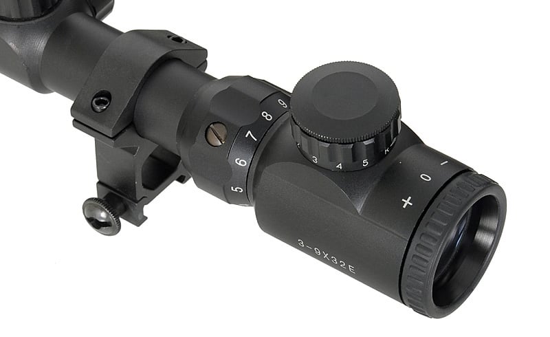 Ottica 3-9x32E con anelli di montaggio alti di PCS