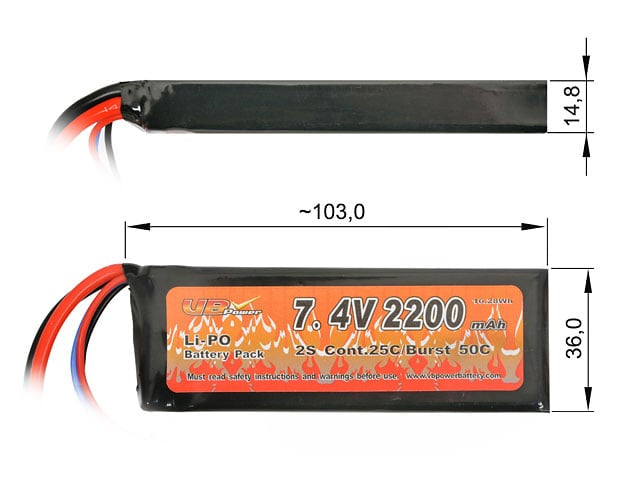 Batteria Li-Po 2200mAh 7,4V di VICTORY BATTERY