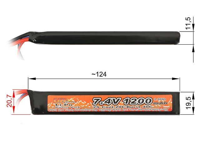 Batteria Li-Po 1200mAh 7,4V 20/40C di VICTORY BATTERY