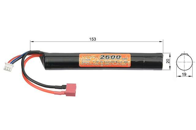 Batteria Li-ion 2600 mAh 7,4V Stick di VICTORY BATTERY