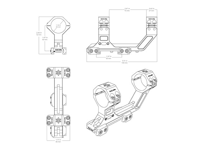 Mount Picatinny Elevato 30mm di VECTOR OPTICS