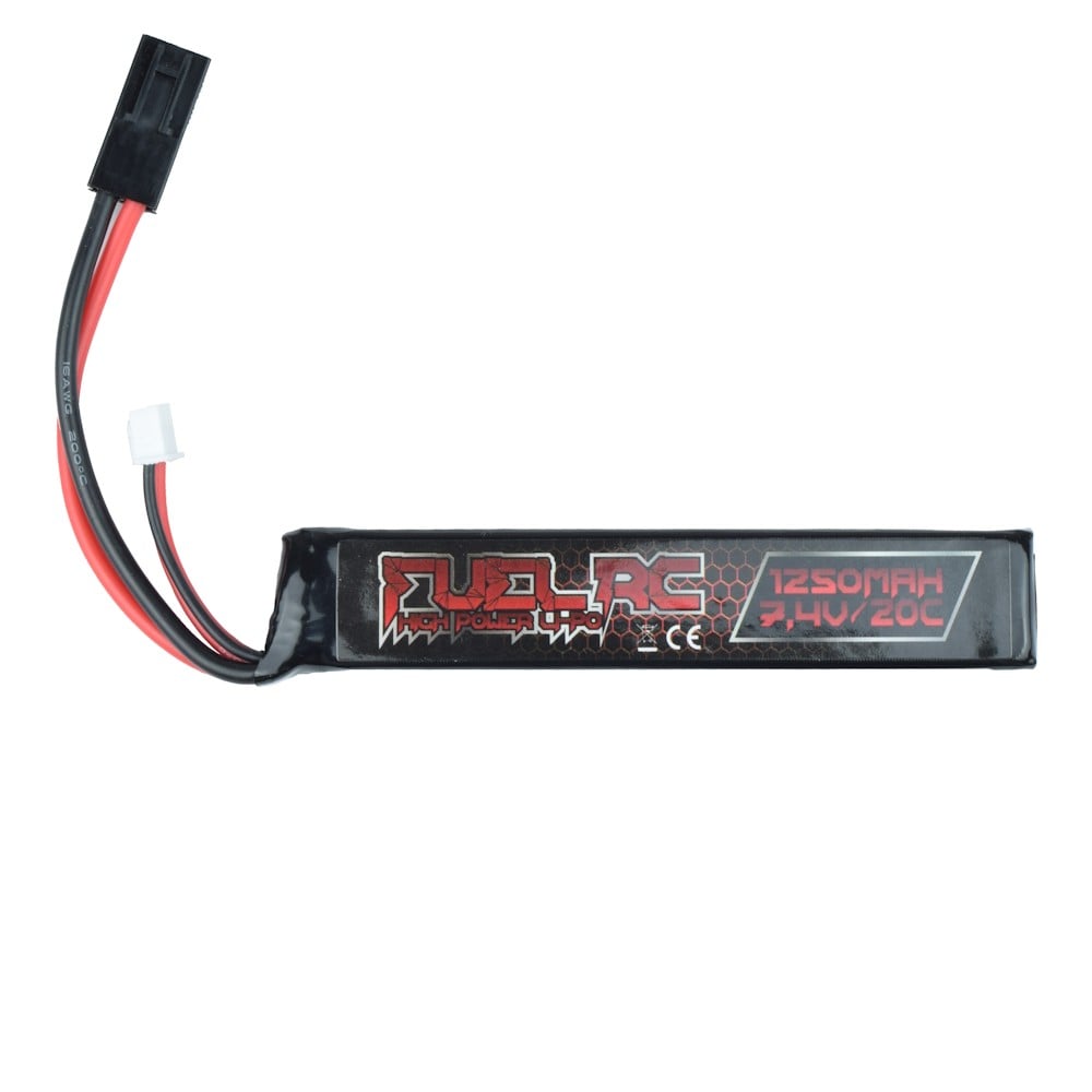 Batteria Li-Po 7.4V 1250mAh 20C Stick per Softair di FUEL