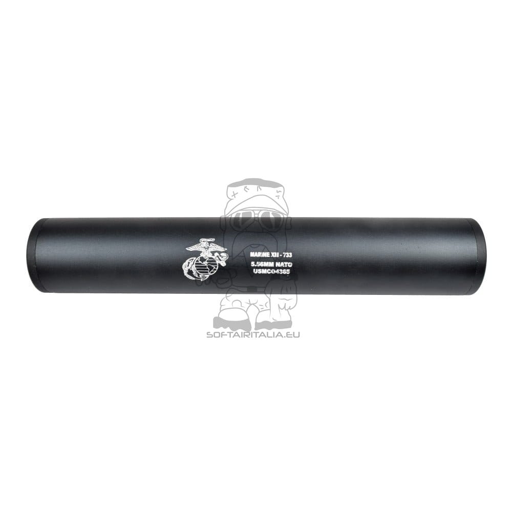 Silenziatore Tipo R 195mm x 35mm per Softair di CYMA