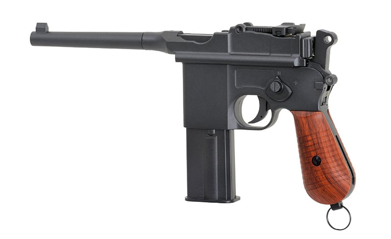 Pistola CO2 Mauser C96 M712 Broomhandle nera di KWC