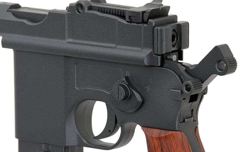 Pistola CO2 Mauser C96 M712 Broomhandle nera di KWC