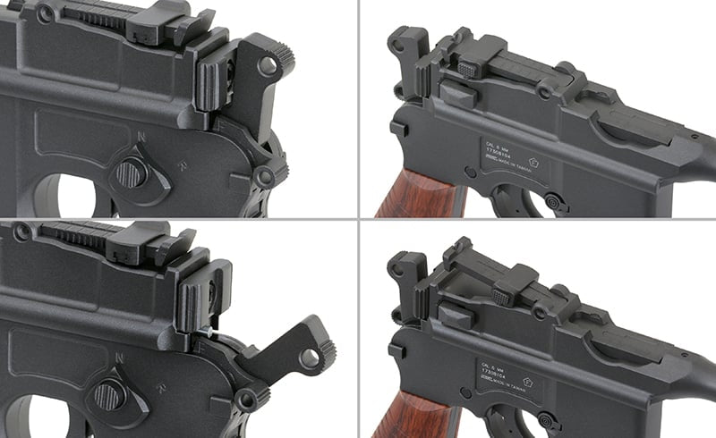 Pistola CO2 Mauser C96 M712 Broomhandle nera di KWC