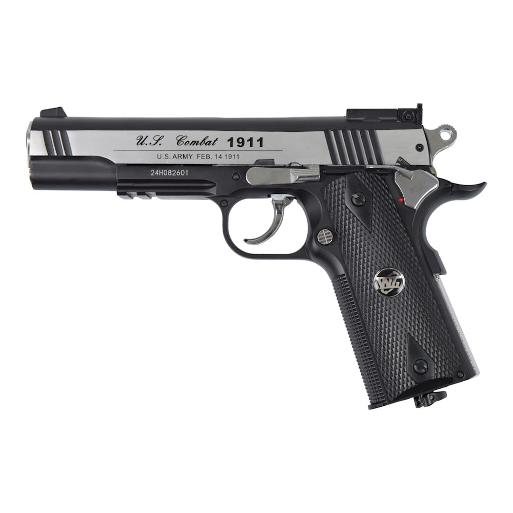 Pistola a Co2 scarrellante U.S. Combat 1911 nera/silver