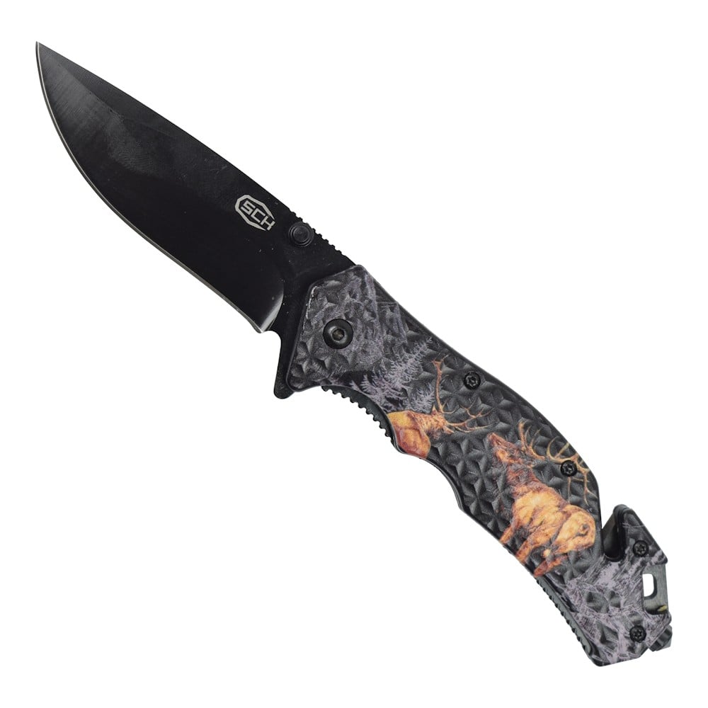 Coltello tascabile con apertura assistita lama nera di SCK