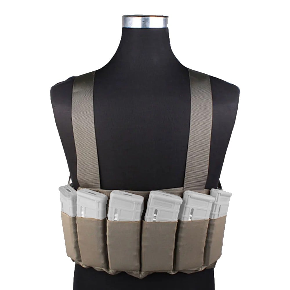 Chest rig tattico 6 tasche porta caricatore 5.56 smoky gray di EMERSONGEAR