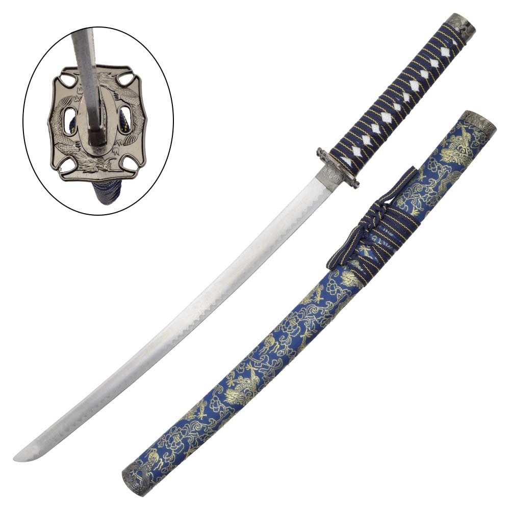 Set ornamentale Katana, Wakizashi e Tanto blu